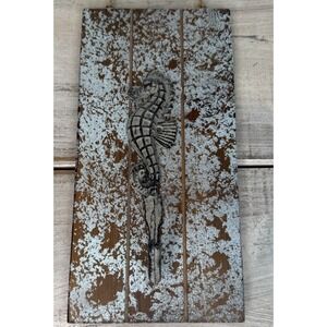 Rustic Seahorse Home‎ Decor Hook Towel Holder Key Holder Leash Nautical EUC